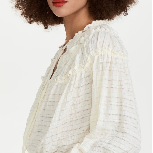 𝓯𝓹 Free People ~ Hailey Blouse in Ivory - Picture 9 of 13